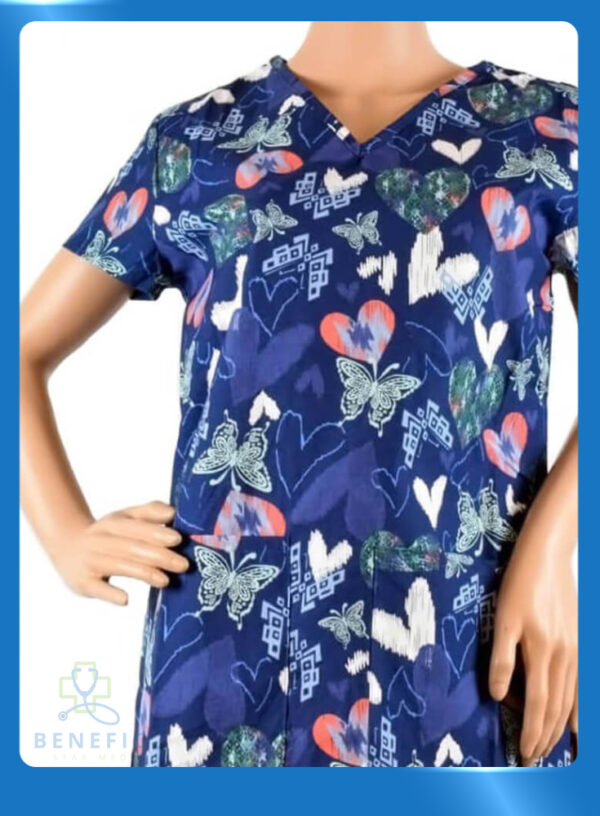 bluza-medicala-imprimata-lotus-1-navy-coral-butterfly bluza-medicala-imprimata-lotus-1-navy-coral-butterfly