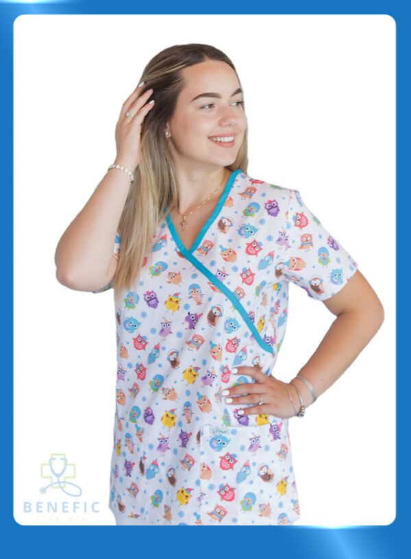 bluza-medicala-imprimata-lotus-2-happy-owl bluza-medicala-imprimata-lotus-2-happy-owl