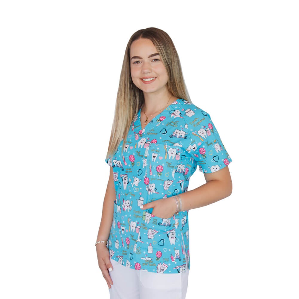 bluza-medicala-imprimata-lotus-1-twice-a-day-BeneficStarMed