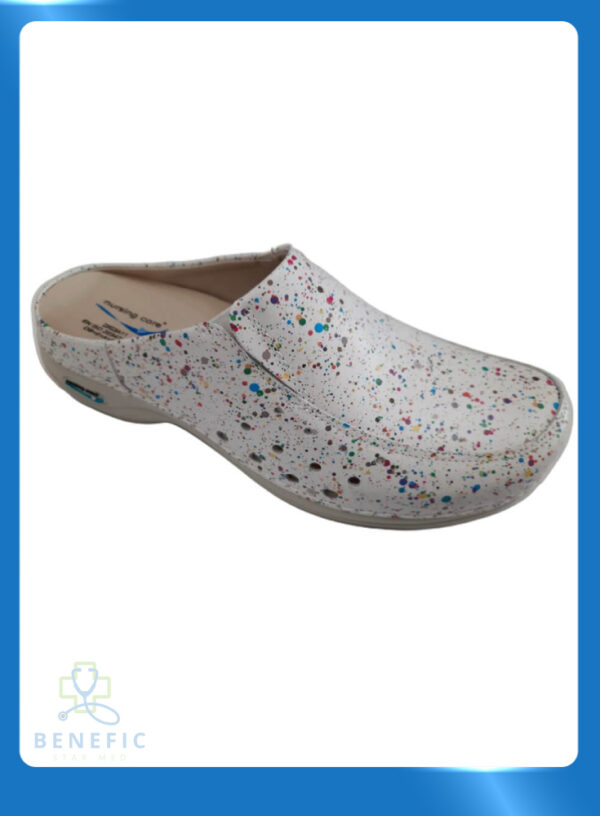 Saboti medicali din piele naturala, lavabili, Nursingcare Wash'Go Berlin, Color Dots